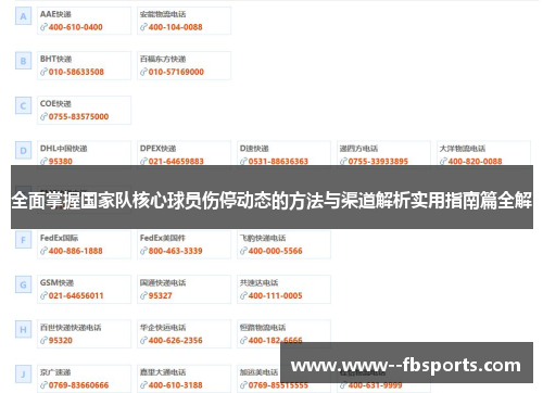 全面掌握国家队核心球员伤停动态的方法与渠道解析实用指南篇全解